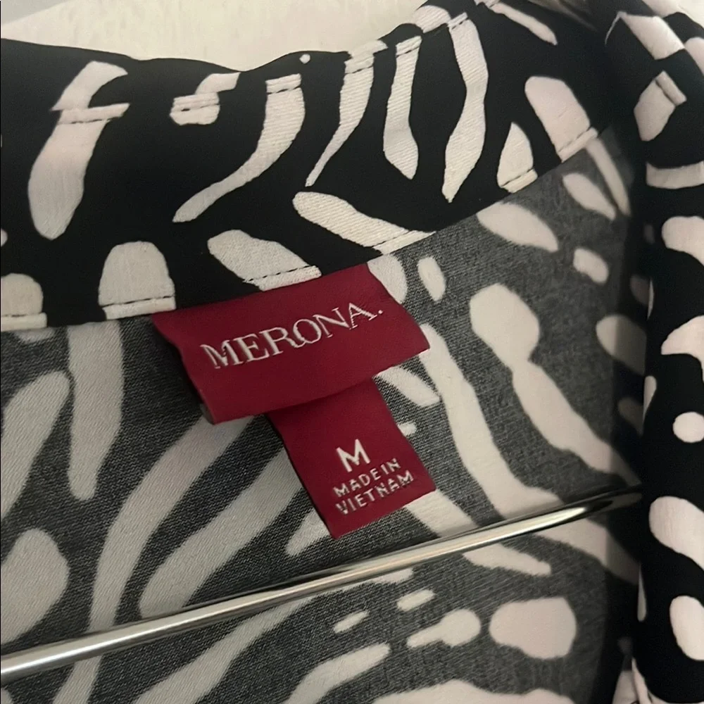 MERONA Womens Dress Black and White Patterned Dress Office Professional Medium - Picture 4 of 5